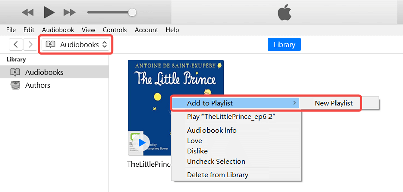 Add Audiobook to Playlist