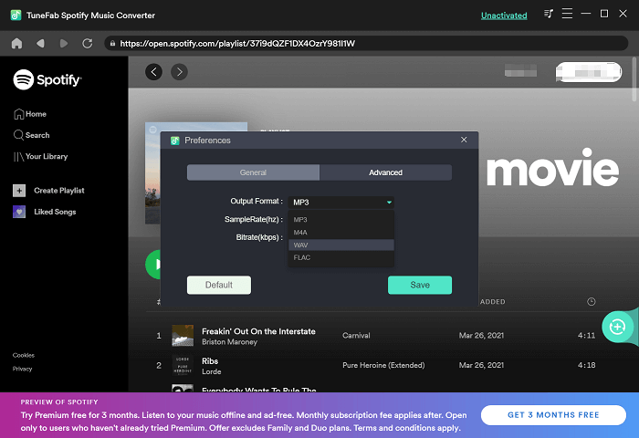 Advanced Settings on TuneFab Spotify Music Converter