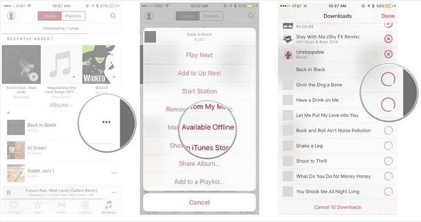 Adicionar música da Apple à biblioteca local no iPhone