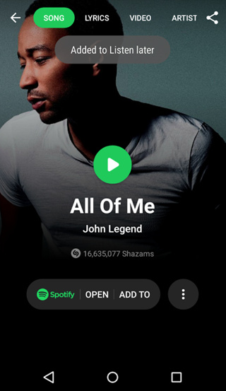 Aggiungi le tracce di Shazam a Spotify Playlist su Android