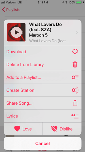 Aggiungi brani alla playlist Apple Music