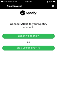 Amazon Alexa Faça login para Spotify