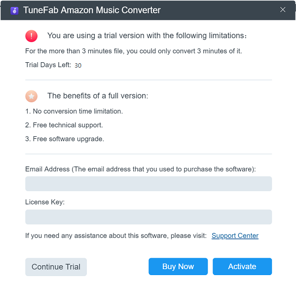 Convertitore musicale Amazon Tunefab attivo