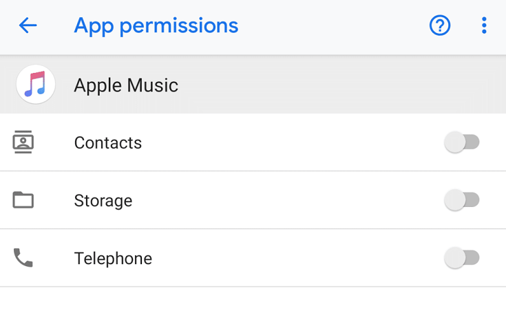 تحقق من أذونات موسيقى Apple على Android