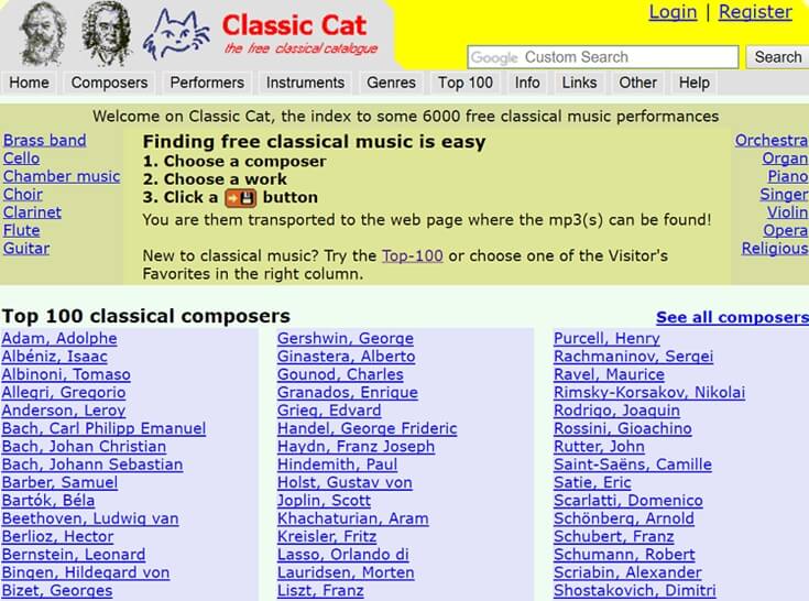 الموسيقى الكلاسيكية القط مجانا على الإنترنت