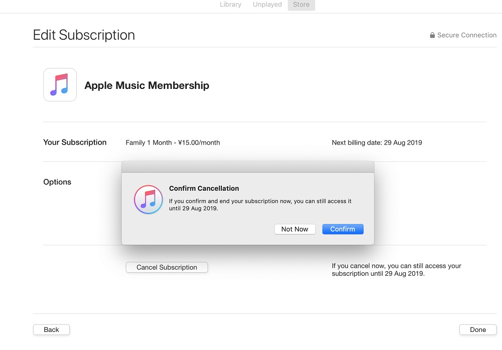 Отмена подписки на Apple Muisc