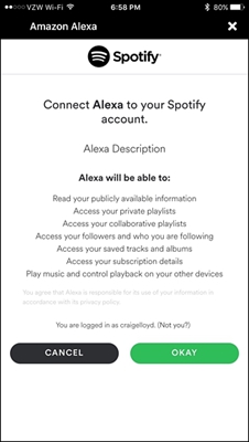 Collega Alexa al tuo account Spotify