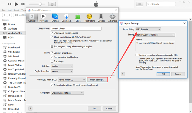 使用iTunes将无DRM的M4B转换为MP3格式