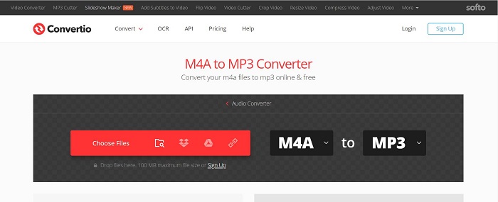 Convertio Converti M4A in MP3 online
