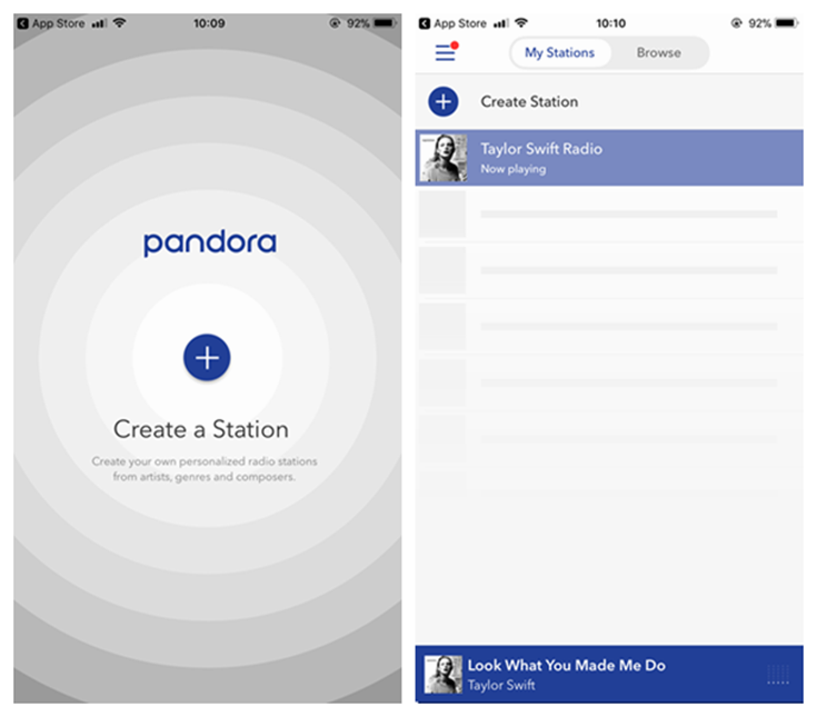 Stations maken in Pandora Radio