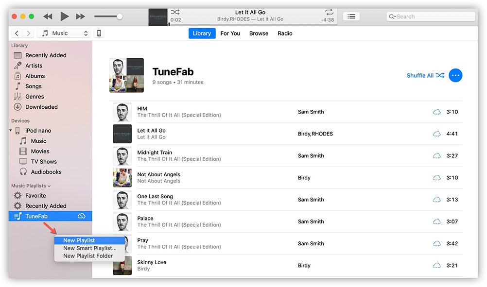 إضافة قائمة تشغيل جديدة في iTunes