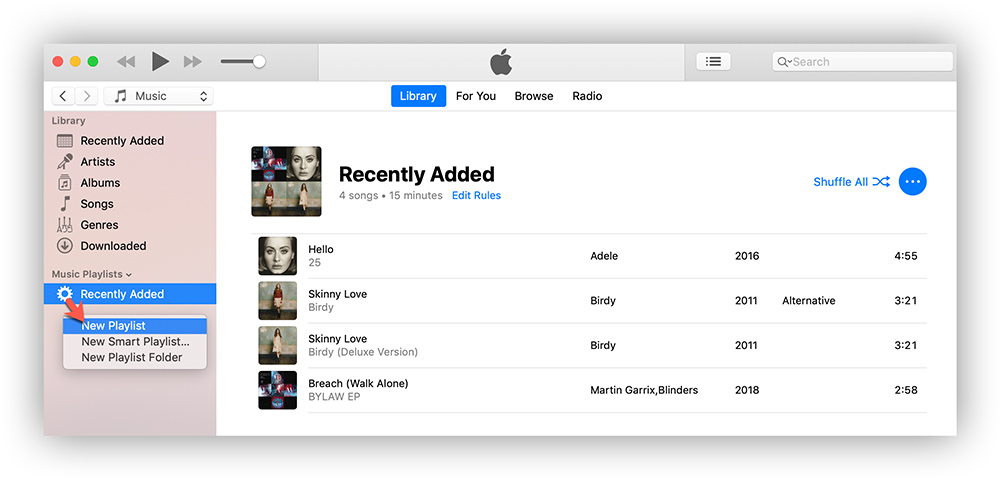Maak afspeellijsten in iTunes