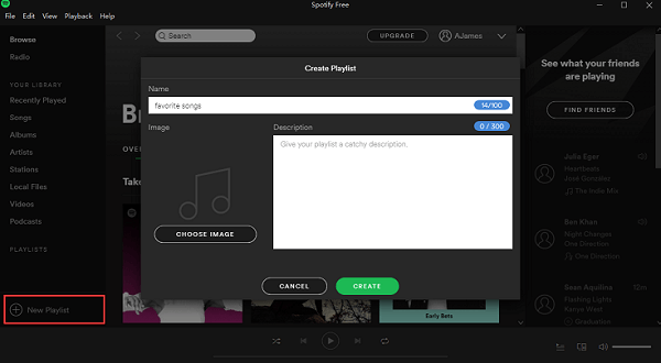 Crea una nuova playlist di Spotify