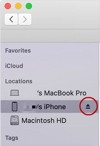 Disconnetti il ​​dispositivo dal Mac