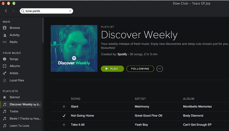 Descubra semanalmente do Spotify