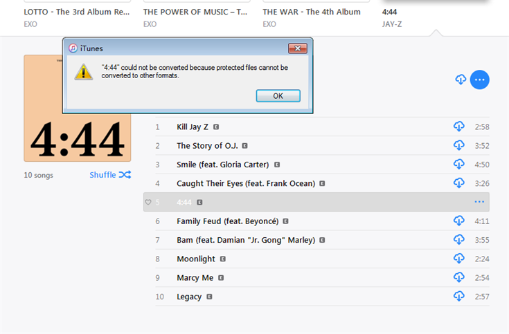 Impossibile convertire 4: 44 in MP3 in iTunes