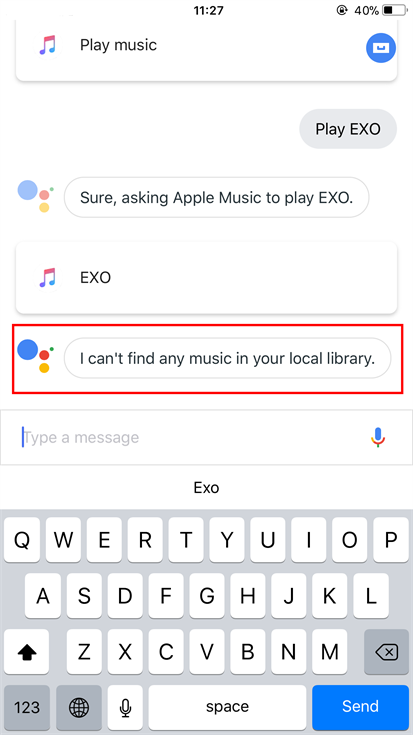 Apple 음악 노래 검색 실패