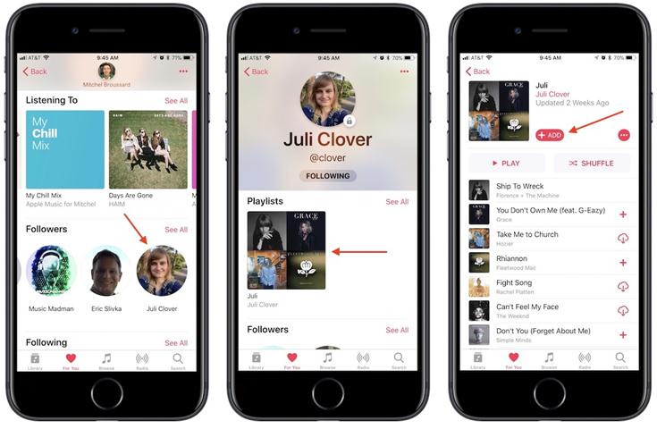 Vriendenlijsten zoeken in Apple Music