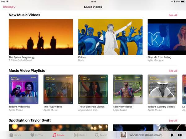 iPad Apple 음악 뮤직 영화 찾아보기