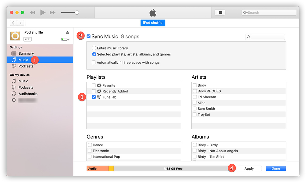 Sincronizar música de Apple con iPod con iTunes