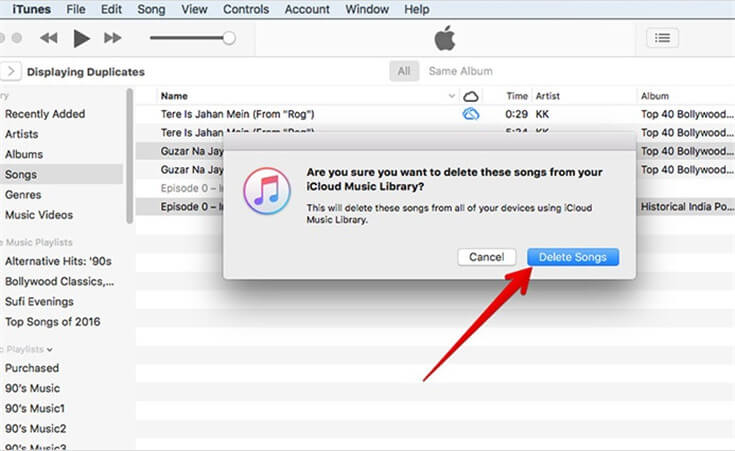 iTunes elimina canciones duplicadas en lote