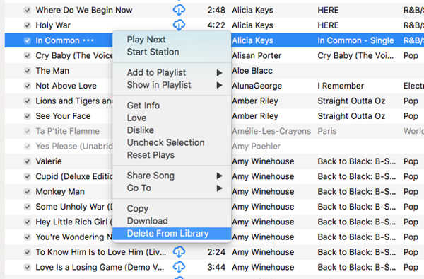 iTunes borrar música de la biblioteca