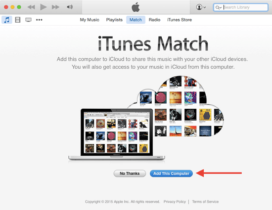 iTunes Match이 컴퓨터 추가