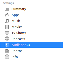 Select Audiobooks in iTunes