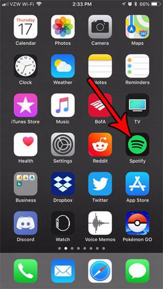 Avvia l'app Spotify su iPhone