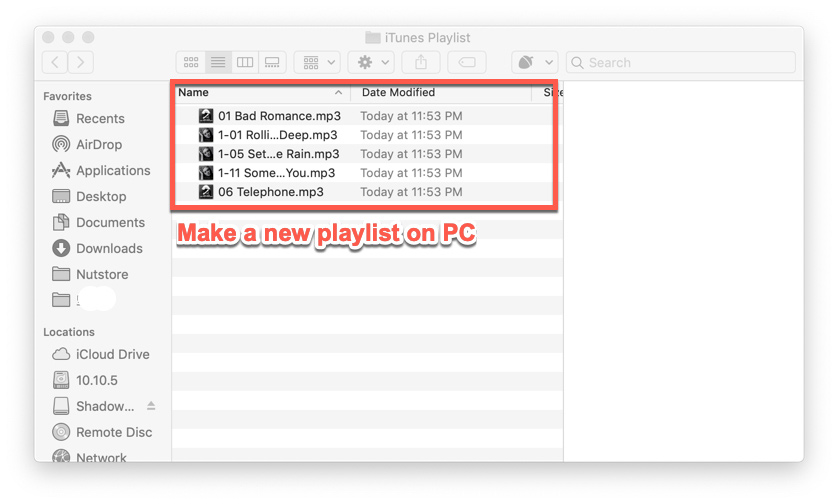 PC에서 새로운 iTunes 재생 목록 만들기