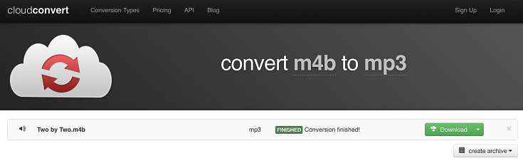 CloudConvert M4B到MP3在线转换器