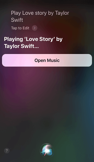 播放爱情故事由泰勒斯威夫特在Siri