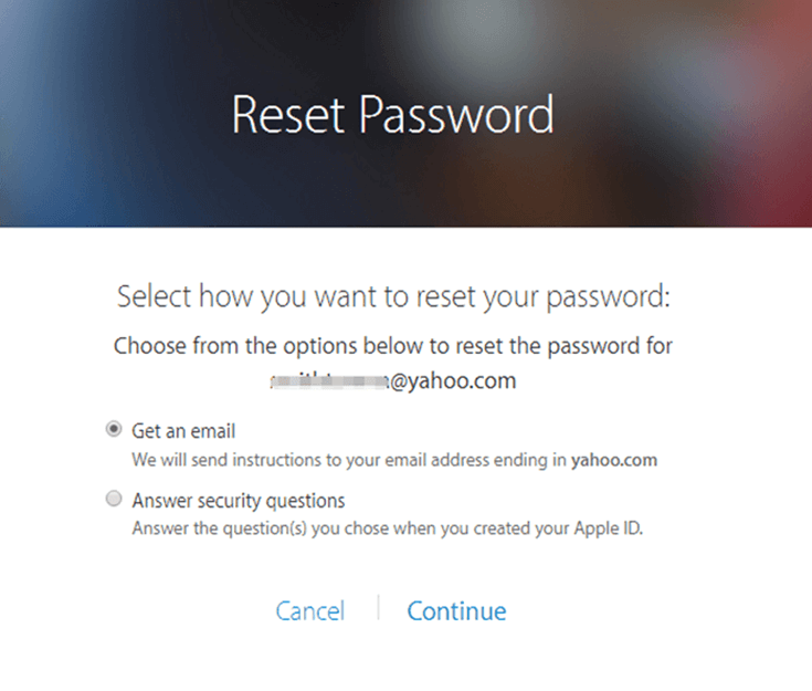 Restablecer el código de acceso de iTunes por correo electrónico
