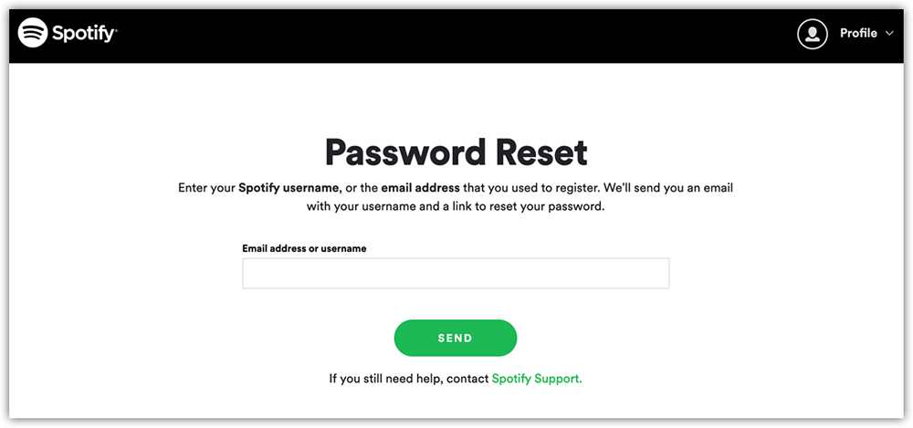 Definir nova senha para sua conta do Spotify