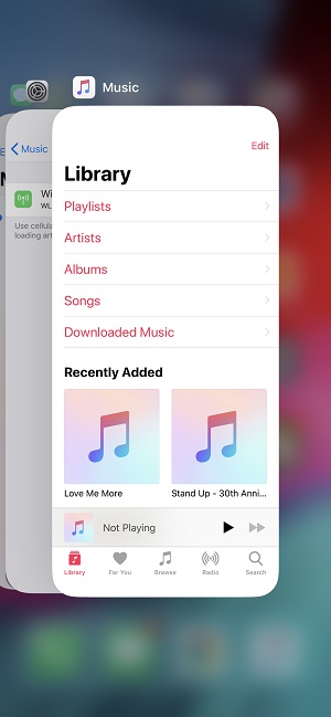 Перезапустить приложение Apple Music