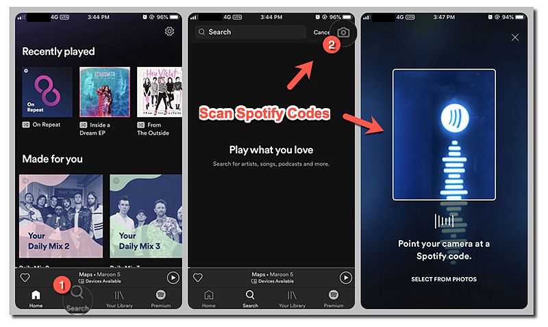 Scansiona il codice Spotify