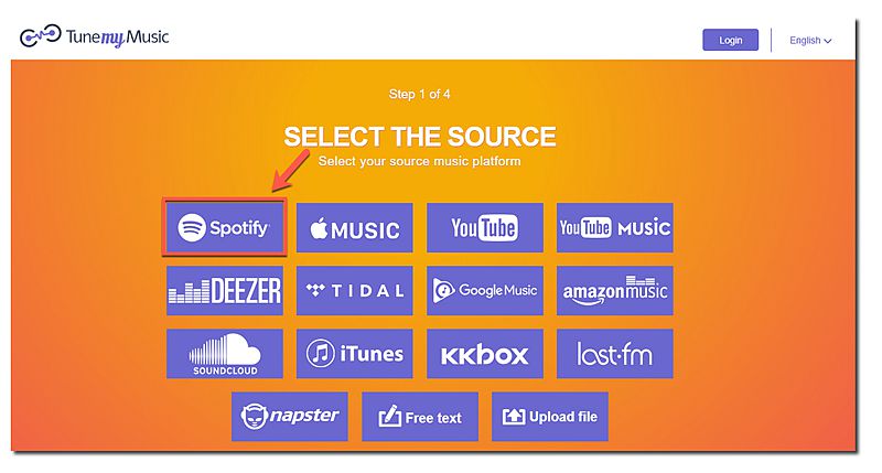 Selecteer Spotify als bron
