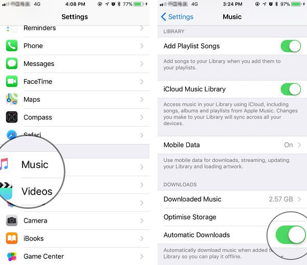 Desligue a função de download automático no iOS 11