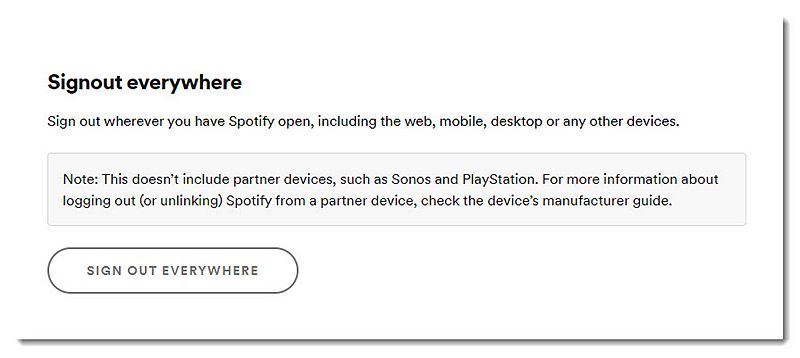 Sair do Spotify em todos os lugares na página oficial