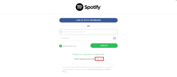 Registrati per il tuo account Spotify