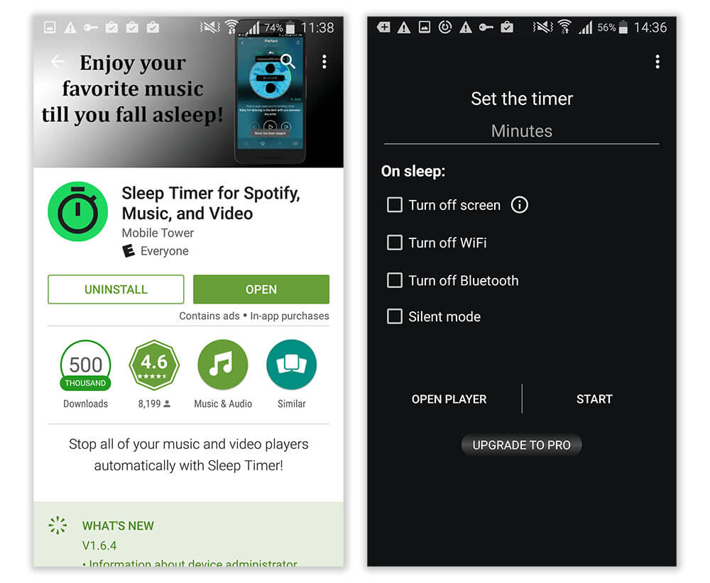 Temporizador de sueño para Spotify