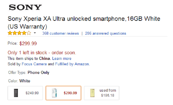 Precio Sony Xperia XA Ultra