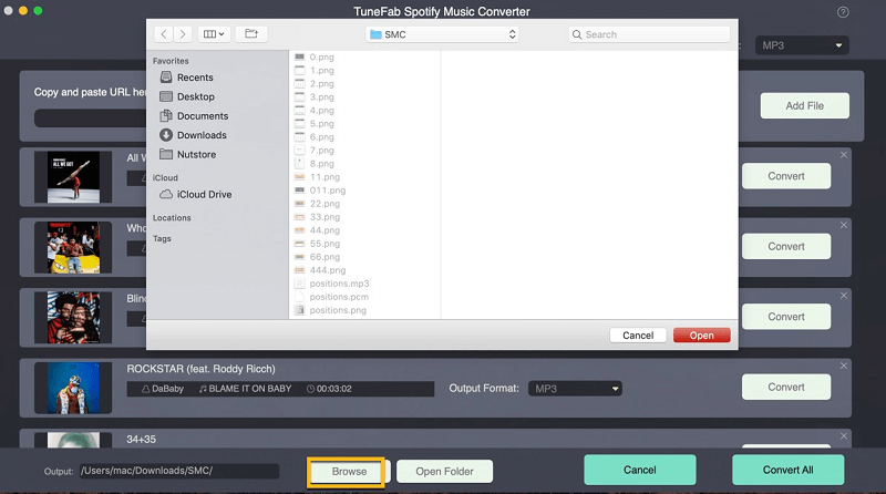 Scegli Output Folder Mac