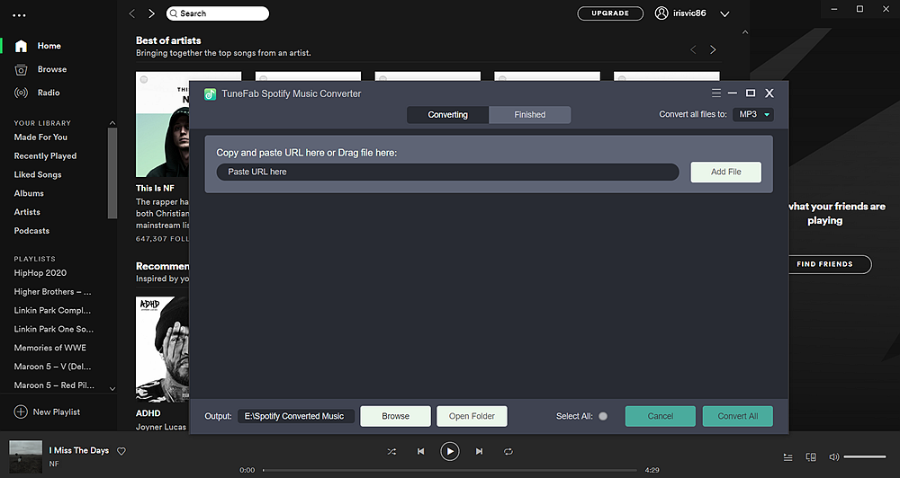 Interface principal do Spotify Music Converter