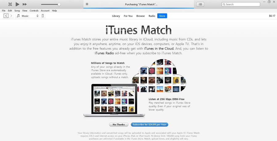 Iscriviti a iTunes Match per rimuovere la protezione dei brani iTunes