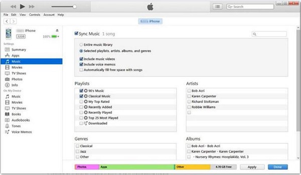 Sync Purchase Songs naar iPhone met iTunes