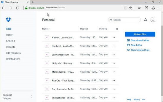 Transferir músicas do iTunes para o Dropbox