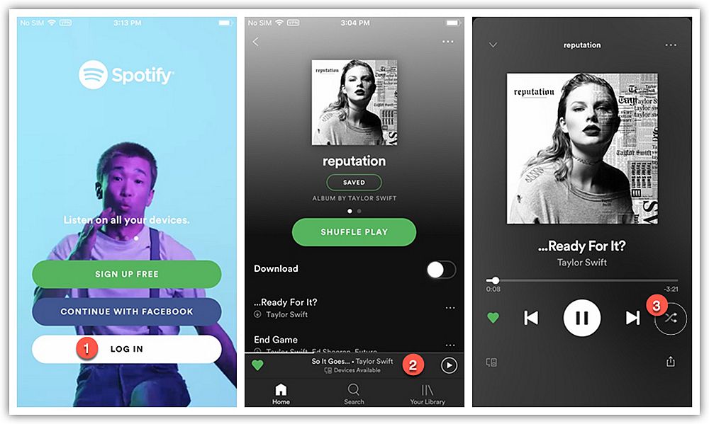 Desactivar Shuffle Play en Spotify en iPhone