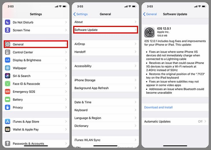 تحديث إلى iOS 12