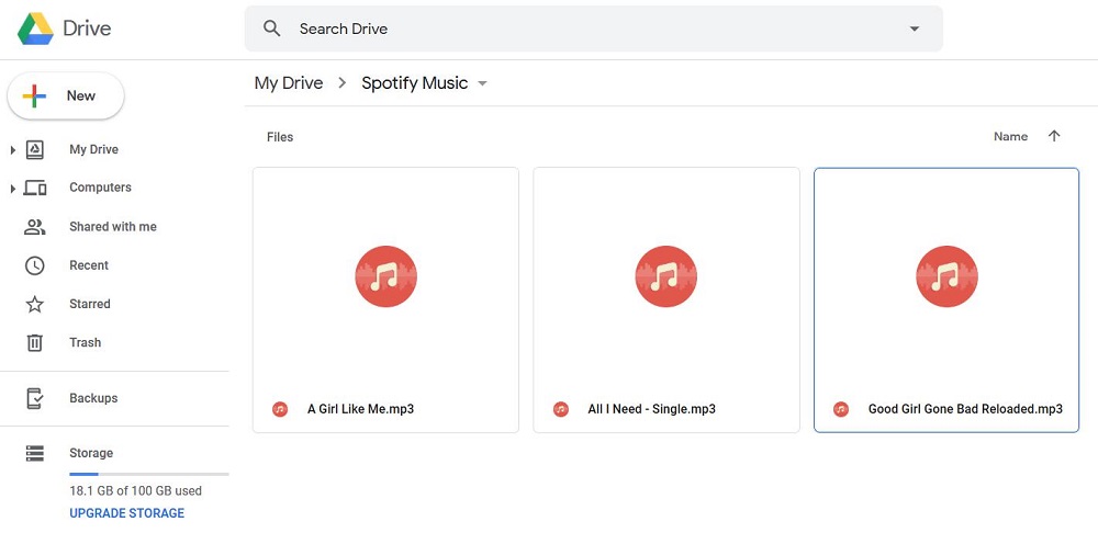 Загрузить музыку Spotify на Google Диск